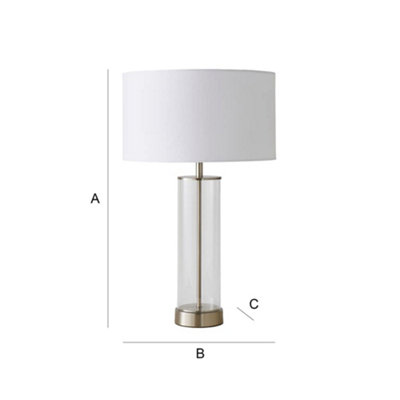 ValueLights Balan Brushed Chrome Table Lamp with White Drum Shade