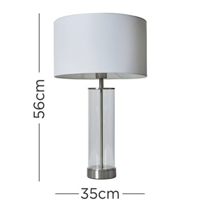 ValueLights Balan Brushed Chrome Table Lamp with White Drum Shade