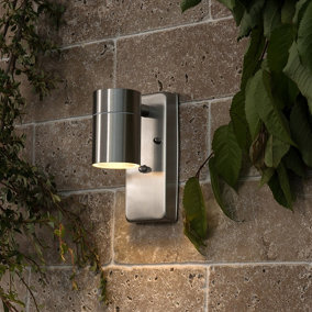 ValueLights Barrow Modern IP44 Rated Stainless Steel Outdoor Garden Wall Spotlight