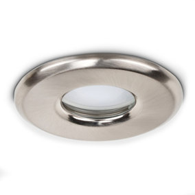 ValueLights Bathroom IP65 Rated Brushed Chrome GU10 Recessed Ceiling Downlight