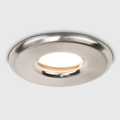 ValueLights Bathroom/Shower/Soffit IP65 Rated Brushed Chrome Recessed Ceiling Downlight - Includes 5w LED Bulb 6500K Cool White