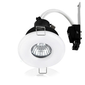 ValueLights Bathroom/Shower/Soffit IP65 Rated Gloss White Recessed Ceiling Downlight - Includes 5w LED Bulb 3000K Warm White