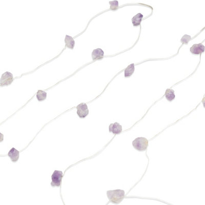 ValueLights Battery Operated Natural Crystal Wellness String Lights - Amethyst