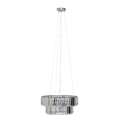 ValueLights Belgravia Elegant 5 Way Tiered Chrome and Clear Crystal Ceiling Light Pendant Fitting 3w LED G9 Bulbs 3000K Warm White