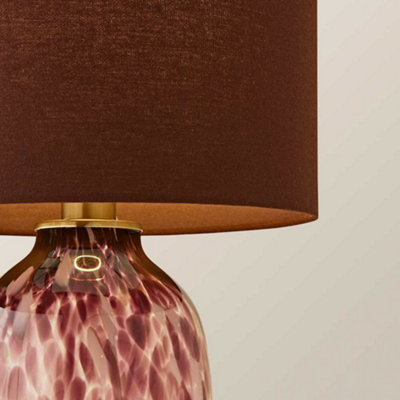 ValueLights Belinda Burgundy Confetti Glass Table Lamp with Drum Shade and Bulb