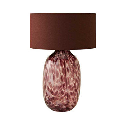 ValueLights Belinda Burgundy Confetti Glass Table Lamp with Drum Shade and Bulb