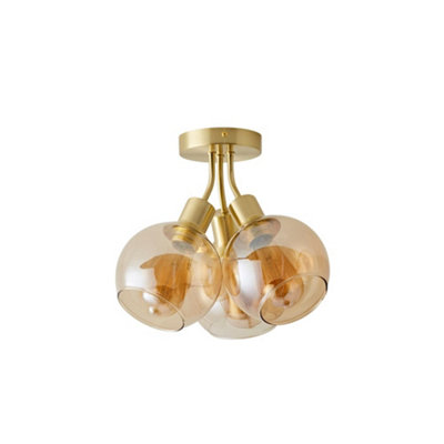 ValueLights Bellamy Brushed Gold Bubble Cluster Flush Ceiling Light