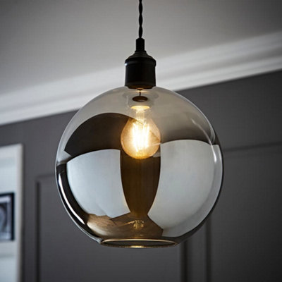 ValueLights Bellamy Easy Fit Smoked Glass Globe Lampshade Ceiling