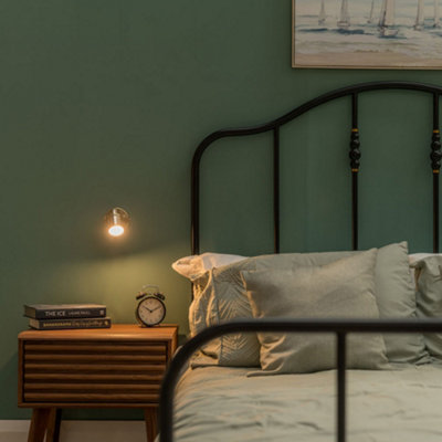 ValueLights Benton Antique Brass IP44 Adjustable Single Spot Wall Light with Warm LED Bulb