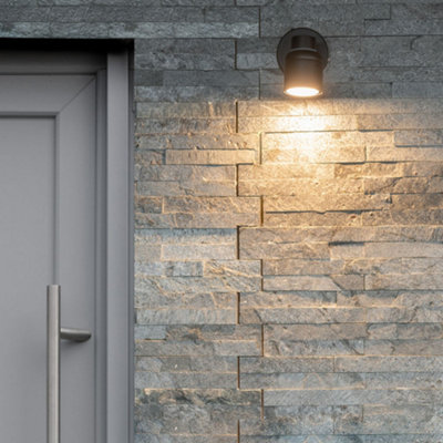 ValueLights Benton Matte Black IP44 Adjustable Single Spot Wall Light with Cool LED Bulb
