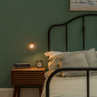 ValueLights Benton Matte Black IP44 Adjustable Single Spot Wall Light with Warm LED Bulb
