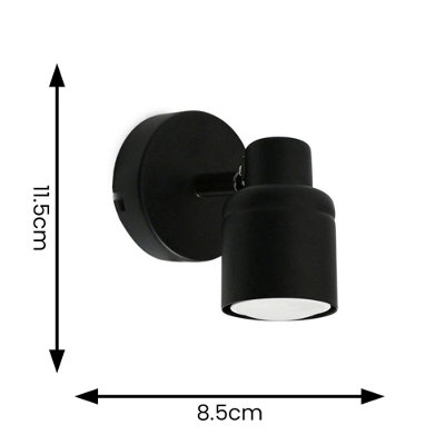 ValueLights Benton Matte Black IP44 Adjustable Single Spot Wall Light with Warm LED Bulb