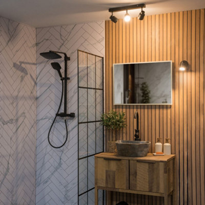 ValueLights Benton Matte Black IP44 Rated Bathroom 3 Way Bar Ceiling Light & Warm LED Bulbs