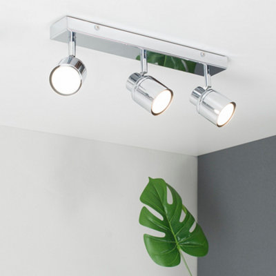 ValueLights Benton Polished Chrome Spotlight IP44 Rated Bathroom 3 Way Bar Ceiling Light