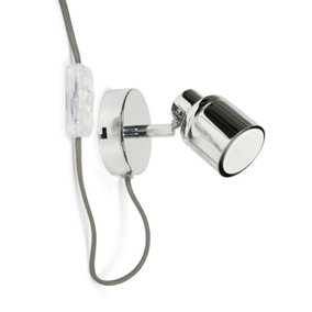 ValueLights Benton Silver IP44 Wall Light With Cable Plug