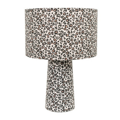 ValueLights Bertie Leopard Print Full Fabric Table Lamp with LED Bulb