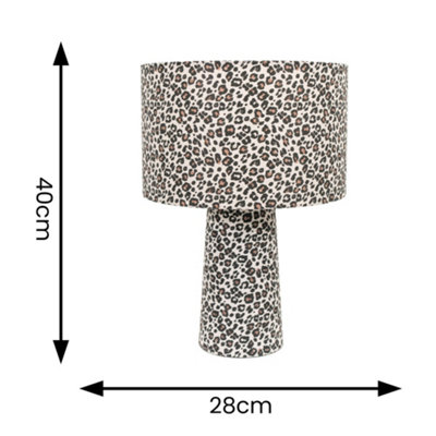 ValueLights Bertie Leopard Print Full Fabric Table Lamp with LED Bulb