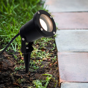 ValueLights Berwick IP65 Rated 3 in 1 Ground/Wall/Spike Outdoor Light In Black Finish with LED Bulb