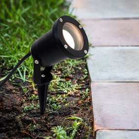 ValueLights Berwick Pack of 2 - 3 in 1 Ground/Wall/Spike Outdoor Lights In Black Finish - IP65 Rated with LED Bulb