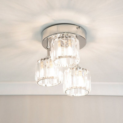 ValueLights Beth Silver Chrome 3 Way Drop Ceiling Light Fitting with Clear Glass Textured Shades - LED Bulbs Included
