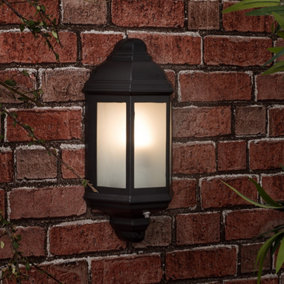 ValueLights Black Aluminium IP44 Rated Outdoor Porch Wall Mounted Flush Sensor Lantern