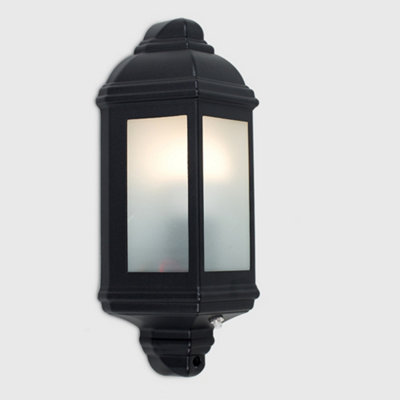 ValueLights Black Aluminium IP44 Rated Outdoor Porch Wall Mounted Flush Sensor Lantern
