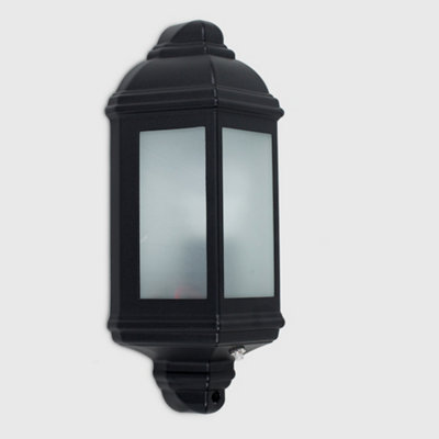 ValueLights Black Aluminium IP44 Rated Outdoor Porch Wall Mounted Flush Sensor Lantern