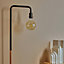 ValueLights Black and Copper Metal Floor Lamp With White Marble Base - Includes 6w LED Filament Light Bulb In Warm White