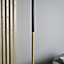 ValueLights Black and Gold Effect Metal Floor Lamp With White Marble Base And Love LED Filament Light Bulb In Warm White