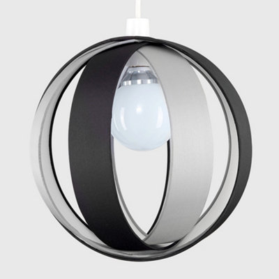ValueLights Black And Grey Modern Fabric Globe Ceiling Pendant Light Shade