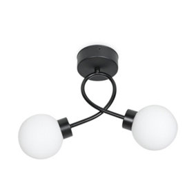 ValueLights Black Bathroom Ceiling Light (Flush) and G9 LED 3W Bulb