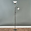 ValueLights Black Brushed Chrome 2 Way Parent And Child Uplighter And Spotlight Design Floor Lamp