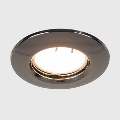 ValueLights Black Chrome GU10 Ceiling Downlight Fitting - Complete with 1 x 5W GU10 Cool White LED Bulb