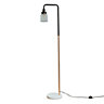 ValueLights Black/Copper Metal & White Marble Base Floor Lamp With Clear Glass Ribbed Design Jar Shade And 4w LED Bulb Warm White