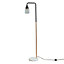 ValueLights Black/Copper Metal & White Marble Base Floor Lamp With Clear Glass Ribbed Design Jar Shade And 4w LED Bulb Warm White