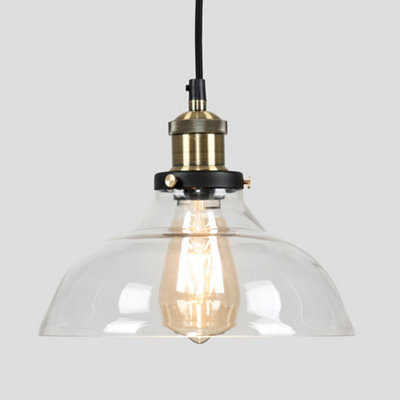 ValueLights Black & Gold Steampunk Effect Ceiling Pendant Light Fitting with Glass Shade And LED Filament Bulb Warm White