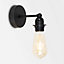 ValueLights Black Indoor Wall Light and E27 Pear LED 4W Warm White 2700K Bulb