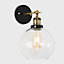 ValueLights Black Indoor Wall Light and E27 Pear LED 4W Warm White 2700K Bulb