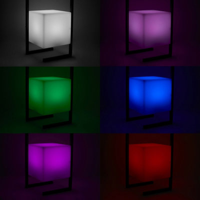ValueLights Black Metal Table Lamp With Rechargeable Colour Changing LED Shade
