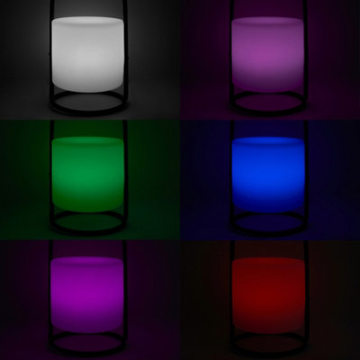 ValueLights Black Metal Table Lamp With Rechargeable Colour Changing LED Shade