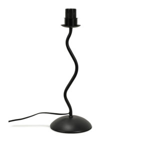ValueLights Black Metal Wavy Single Stem Waved Light Bedside Table Lamp - Base Only