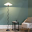 ValueLights Black Metal Wavy Stem Floor Lamp with a White Origami Pleated Shade - Bulb Included