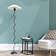 ValueLights Black Metal Wavy Stem Floor Lamp with a White Origami Pleated Shade - Bulb Included