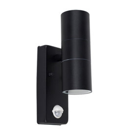 ValueLights Black Outdoor Up Down IP44 Rated Wall Light PIR Motion Sensor Detector