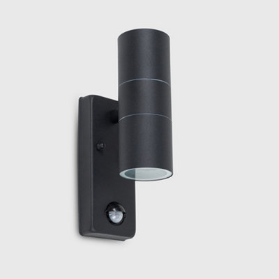 ValueLights Black Outdoor Up Down IP44 Rated Wall Light PIR Motion Sensor Detector