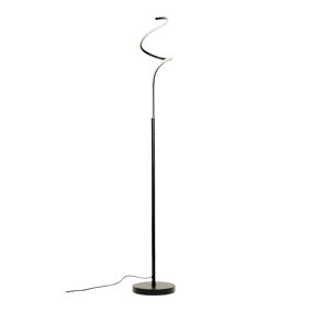 ValueLights Black Single Spiral Twist Floor Lamp Integrated LED Standing Light Living Room Lounge Lighting
