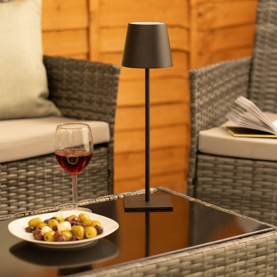 ValueLights Black Wireless Portable Rechargeable Touch Table Lamp Indoor Outdoor Cordless Dimmer Light with USB Port