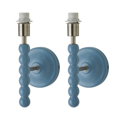 ValueLights Bobbin Pair of Powder Blue Wall Light Bases