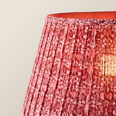 ValueLights Bobble Burgundy Pleat Shade Walnut Wooden Table Lamp