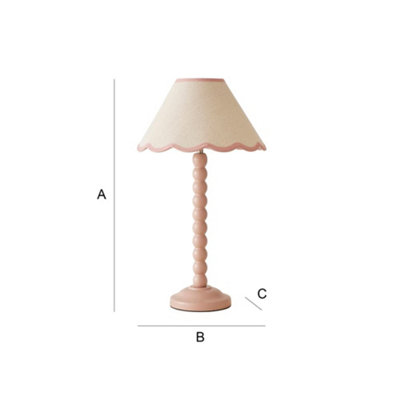ValueLights Bobbles Rose Pink Bobbin Table Lamp with Pink Trim